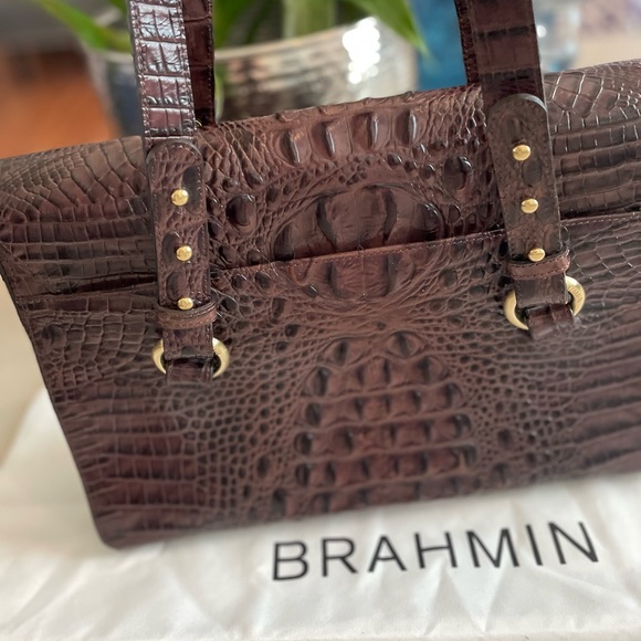 NWOT! BRAHMIN Brown Leather Satchel Purse - Picture 4 of 7